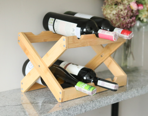 STOJAK NA WINO BAMBUSOWY NA 6 szt BRĄZ