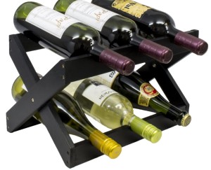 STOJAK NA WINO NA 6 SZT. Z BAMBUSA CZARNY