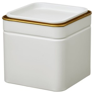 PUSZKA NA HERBATĘ KAWĘ kremowa z pokrywką BLOMNING IKEA 10x10x10 cm